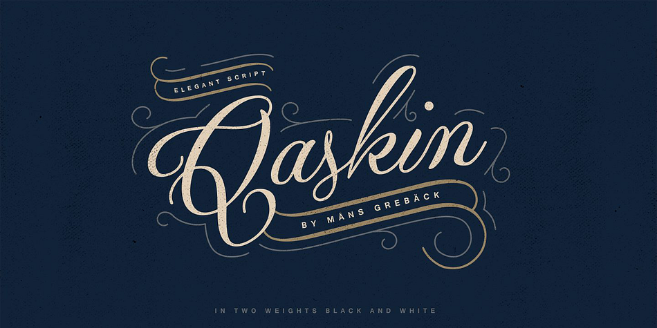 Qaskin is an elegant script typeface in two versions; Black and White.