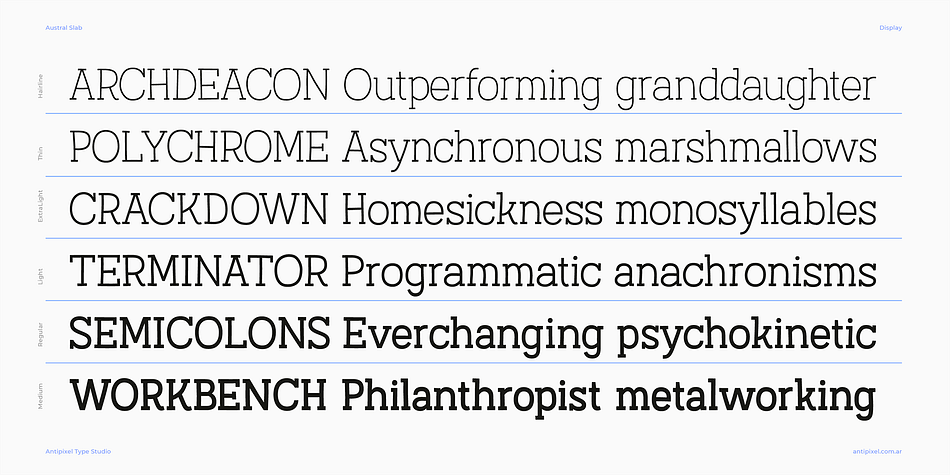 The Contextual Alternates feature is available in all the styles of this type family.