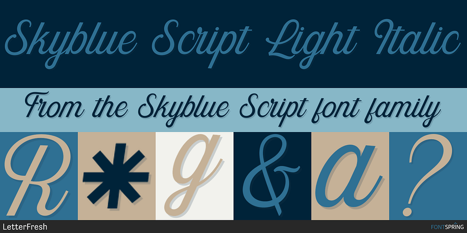 Skyblue Script Light Italic Font