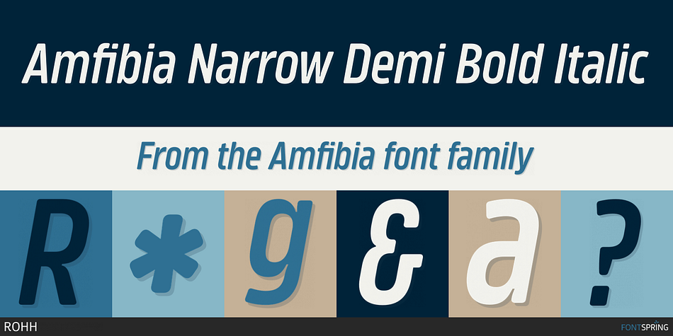 Amfibia Narrow Demi Bold Italic Font