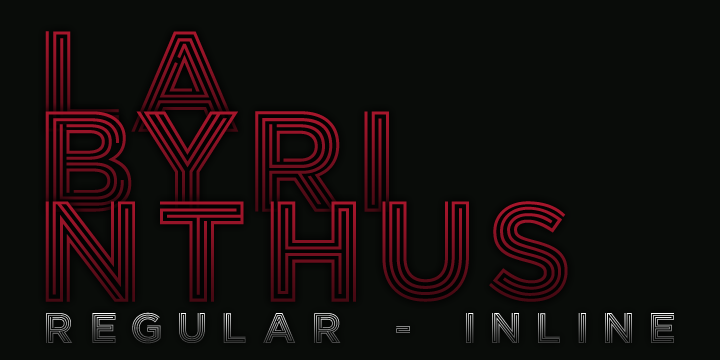 LABYRITHUS regular and inline, is a decorative font, it works well as an identity logo type, poster and 3d works.