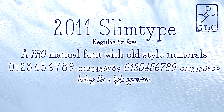 This light manual font, with two styles, is a looking like slab serif or typewriter patern.