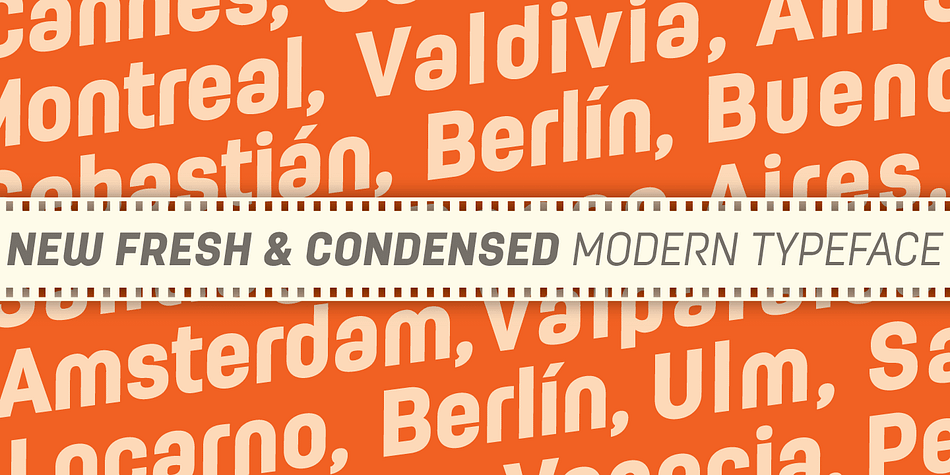 Displaying the beauty and characteristics of the Moderna Condensed font family.