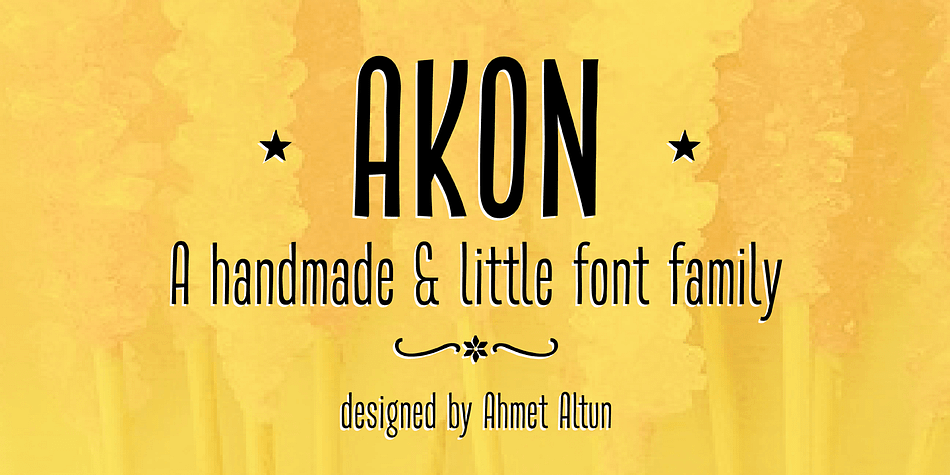 Akon Font Family comes in 2 weights; Regular and Bold.