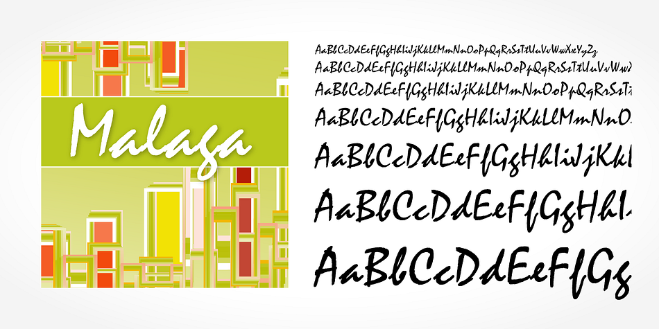 Malaga Pro font family example.