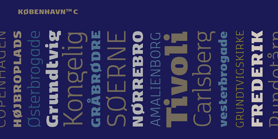 Displaying the beauty and characteristics of the FP København C font family.