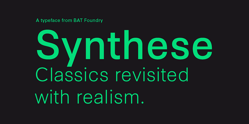 The Synthese project combines various influences from landmark sans serifs of the 20th century into a unique typeface family.