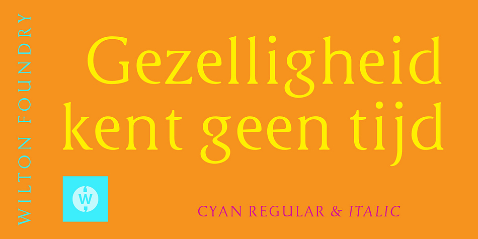 Cyan Neue font family example.