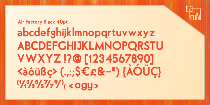 Displaying the beauty and characteristics of the Air Factory font family.