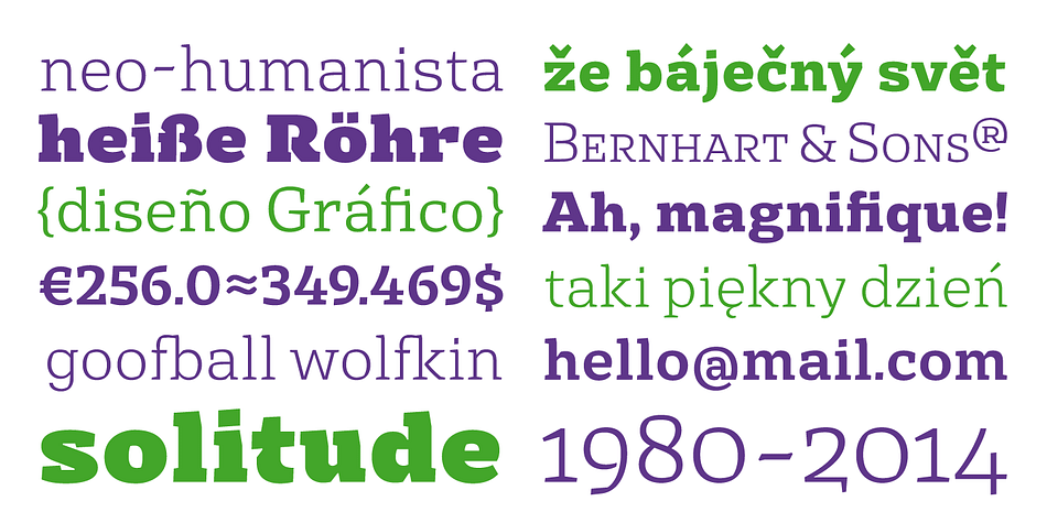 With its tall x-height and generous internal spaces, the type family was especially designed with legibility in mind and is well suitable for body text at small sizes.