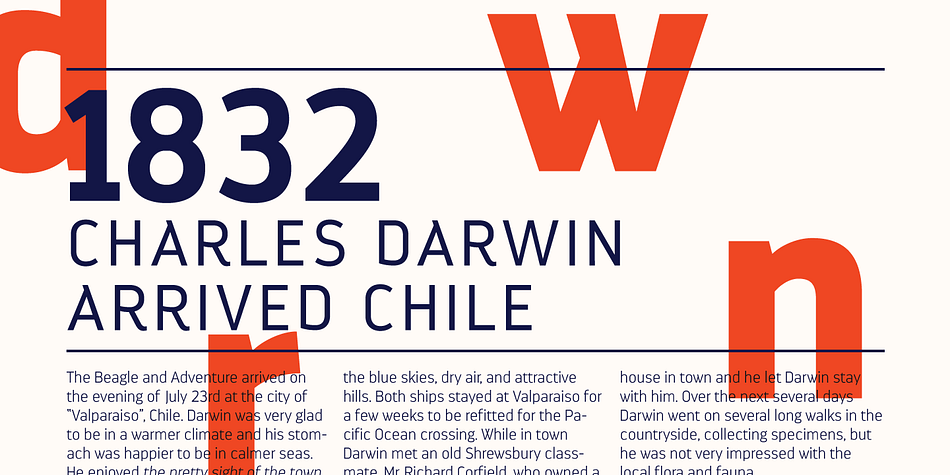 Darwin font family example.