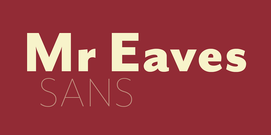 Mr Eaves is the sans-serif companion to Mrs Eaves, one of Emigre’s classic typeface designs.