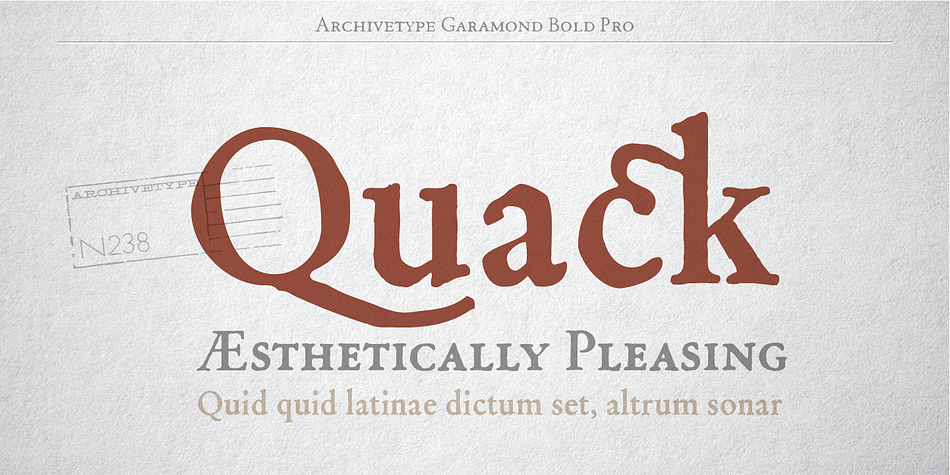 Archive Garamond Pro font family example.