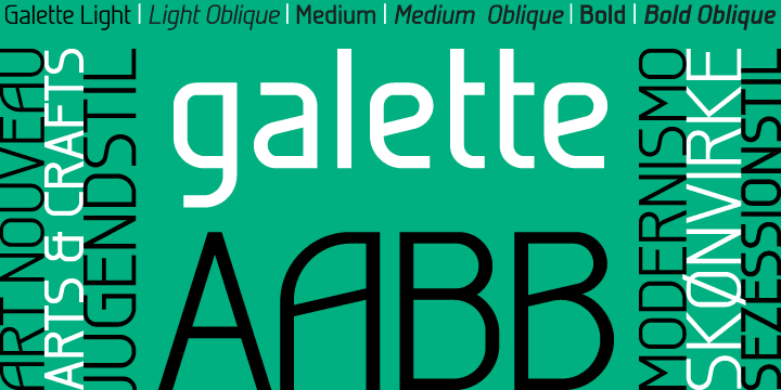 Galette is a contemporary all-purpose sans-serif for printing and online delivery, allowing the use of one layout both as printed material and online without loss of quality or legibility.