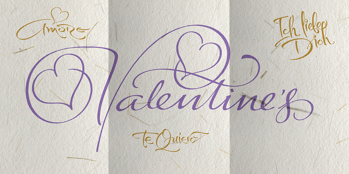Displaying the beauty and characteristics of the FM Valentines font family.