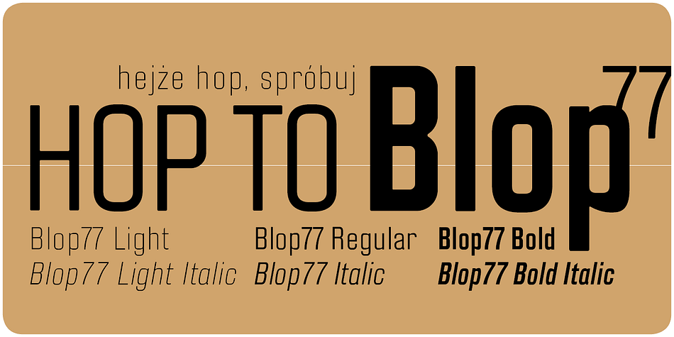Blow 77 is a geometric sans-serif type family, consisting of 3 weights and matching italics.