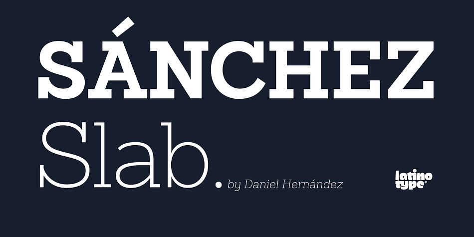 Sánchez, designed by Daniel Hernández, is a serif typeface belonging to the classification slab serif, or Egyptian, that bears a strong resemblance to the iconic Rockwell.— offering contrast and balance to the square structure.