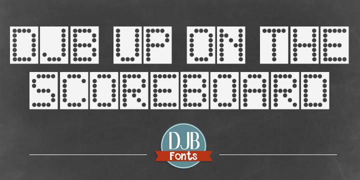 DJB Up On The Scoreboard is a scoreboard font for school, sport and marquee related themes.
