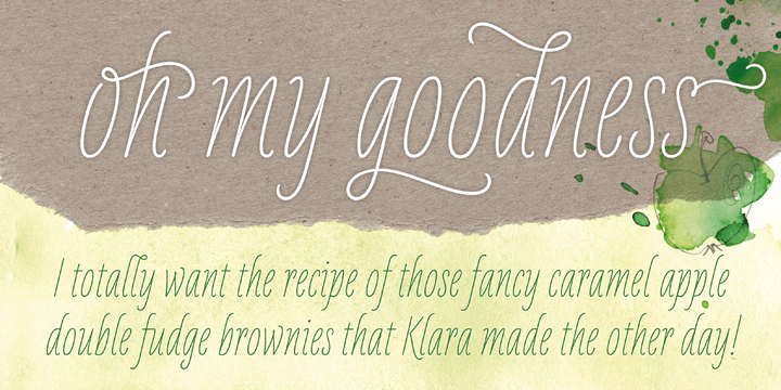 LiebeKlara comes with a tasty variety of ligatures and alternative forms available through OpenType features.