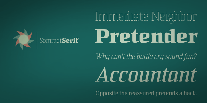 Expanding on Sommet’s successful design principals, Sommet Serif is there when you need legibility for continuous text.