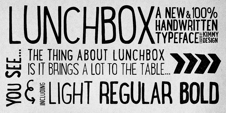 Displaying the beauty and characteristics of the LunchBox font family.