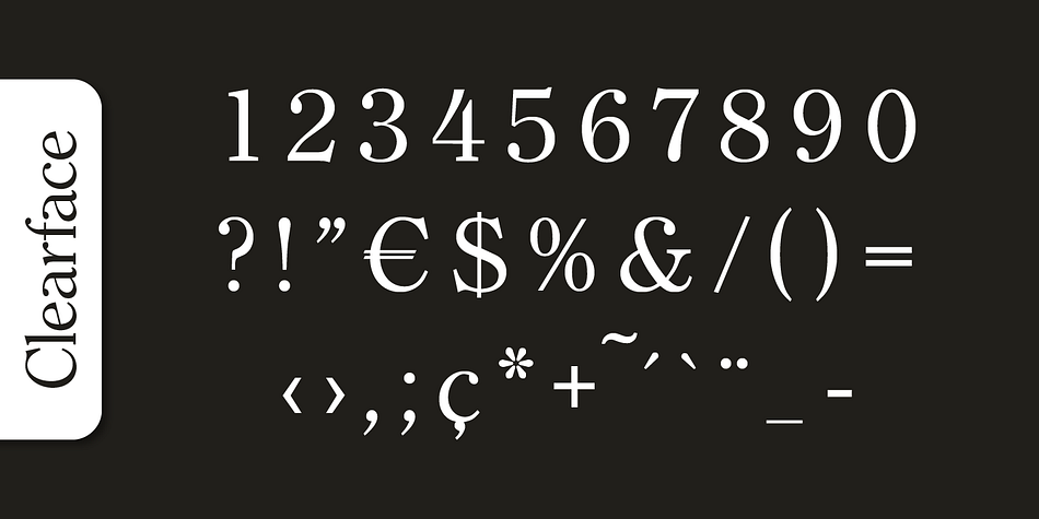 Clearface Serial font family example.