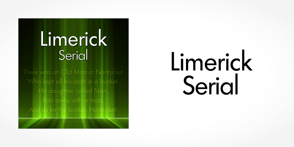 Displaying the beauty and characteristics of the Limerick Serial font family.