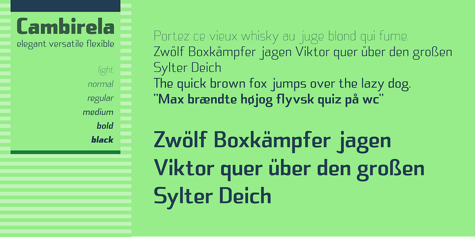 Emphasizing the favorited Cambirela font family.