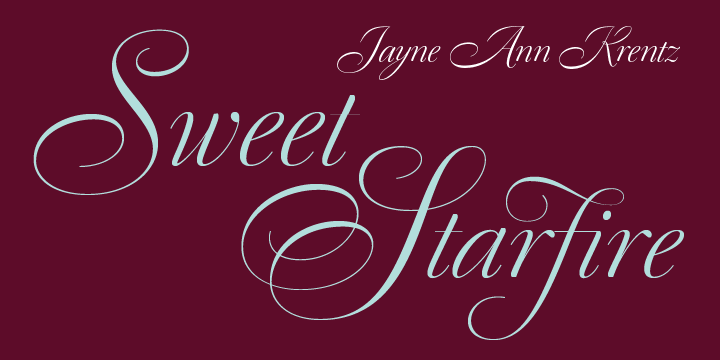 Dulcinea OpenType features include 2 additional stylistic sets, Stylistic Alternates, Standard Ligatures and Swashes.