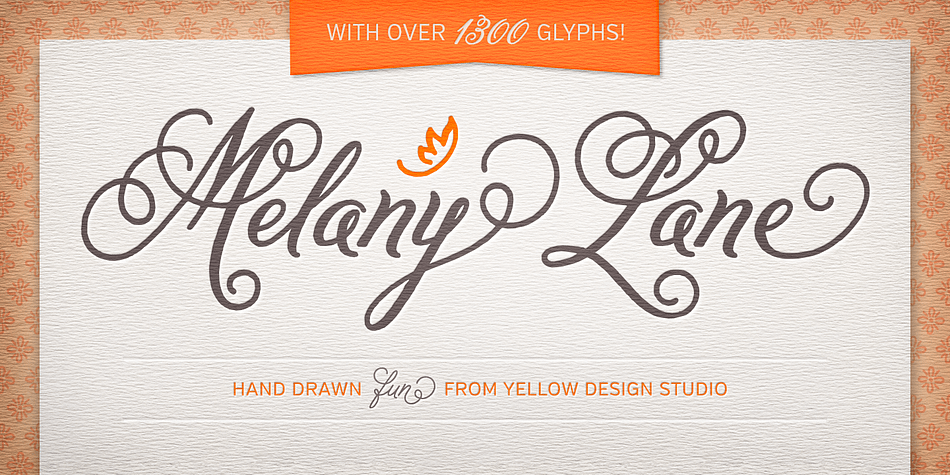 Melany Lane is a flourishy script based on traditional letterforms, but with the added quirks and warmth of hand-drawn type.