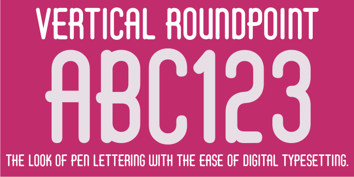 Vertical Roundpoint JNL is one of a number of classic hand-lettered typefaces found in a 1941 edition of the SpeedballÃ‚Â® Lettering Pen instruction book and re-drawn digitally by Jeff Levine.