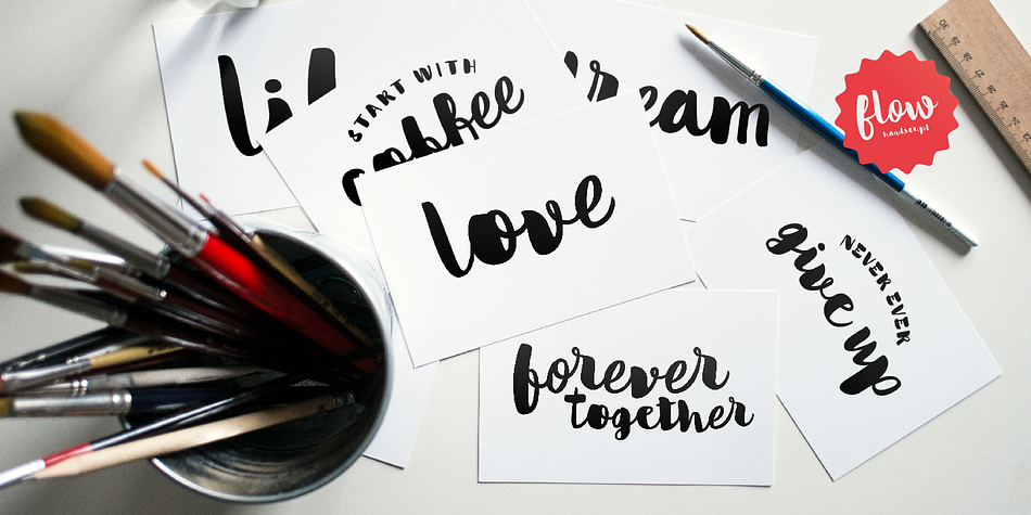Emphasizing the favorited Flow Handscript font family.