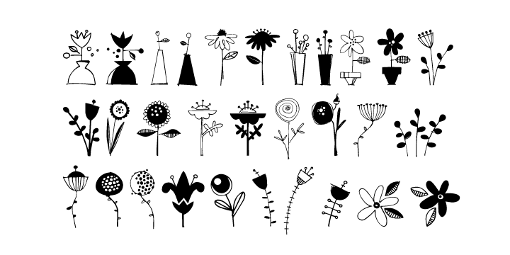 Displaying the beauty and characteristics of the Flower Doodles font family.