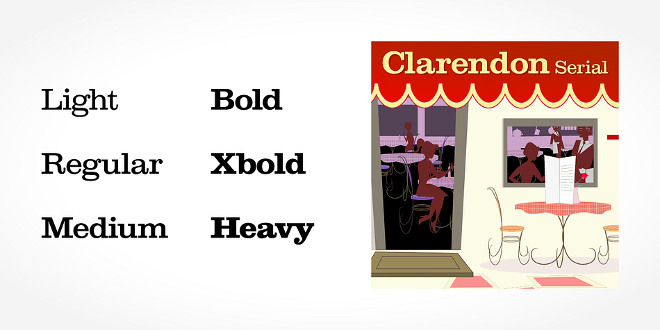Highlighting the Clarendon Serial font family.