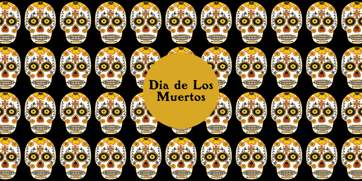 Dia de los Muertos font family sample image.