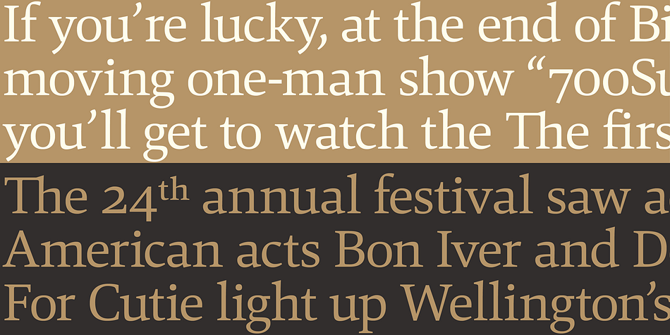 The Mangan family comprises 14 styles and is well suited for ambitious typography.