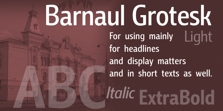 A text sans serif type family of 8 styles was designed by Natalia Vasilyeva and released by ParaType in 2007.