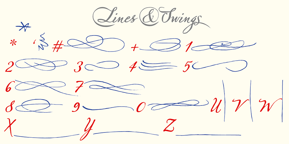 3 through 7 are different versions of capitals with under-strokes and different kind of some lowercase letters with different swings.