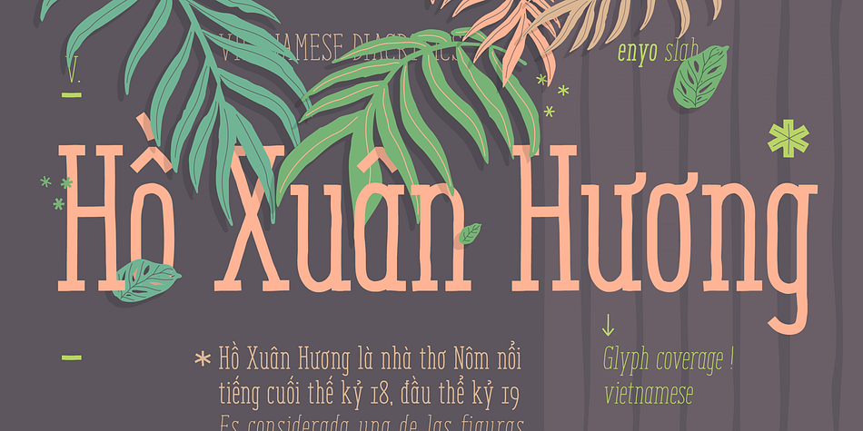 Displaying the beauty and characteristics of the Enyo Slab font family.