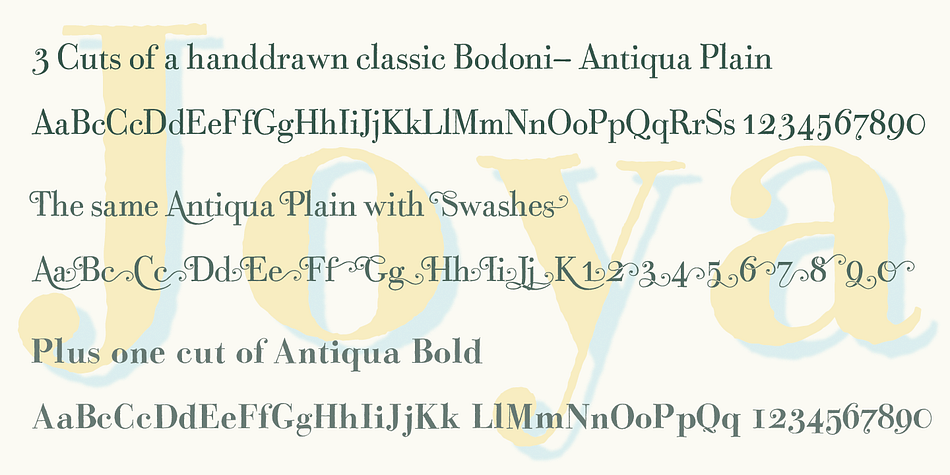 Joya font family sample image.