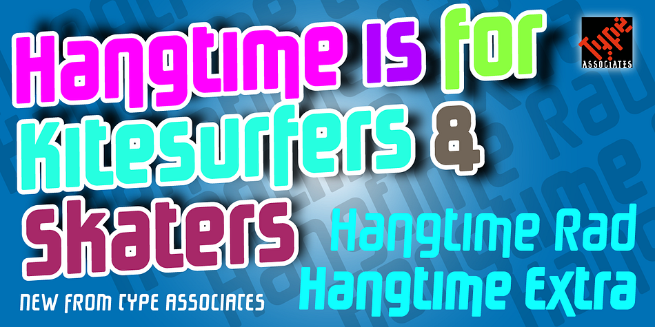 Hangtime font family sample image.