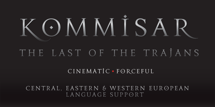 Kommisar is a typeface loosely based on the inscriptions on the Trajan capital in Rome and informed by the structural sensibilities of American signpainter and lettering artist Father Edward Catich.