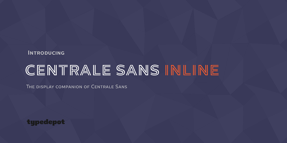 The inline version of Centrale Sans, designed solely for display purposes, comes quite in handy when looking for a headline combined with Centrale Sans or Centrale Sans Condensed.