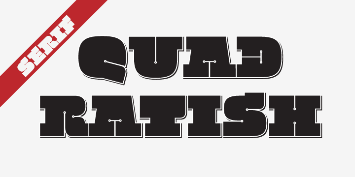 QuadratishSerif is an interesting ultra black type design with serif, that contains both solid and outlined lettering styles.