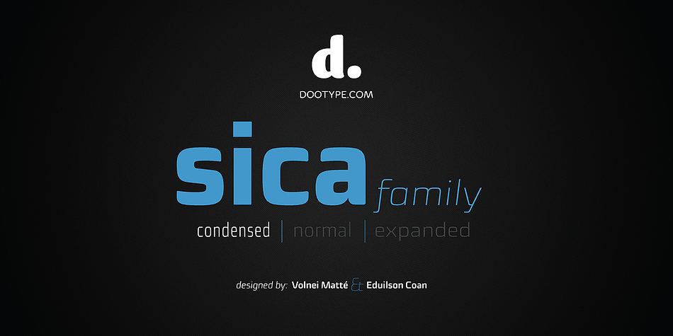 The Sica Family was designed in order to address issues related to technology, while maintaining humanistic forms. Thus, a font with square shapes emerged, but with smooth curves and slightly rounded terminals making it friendly.
