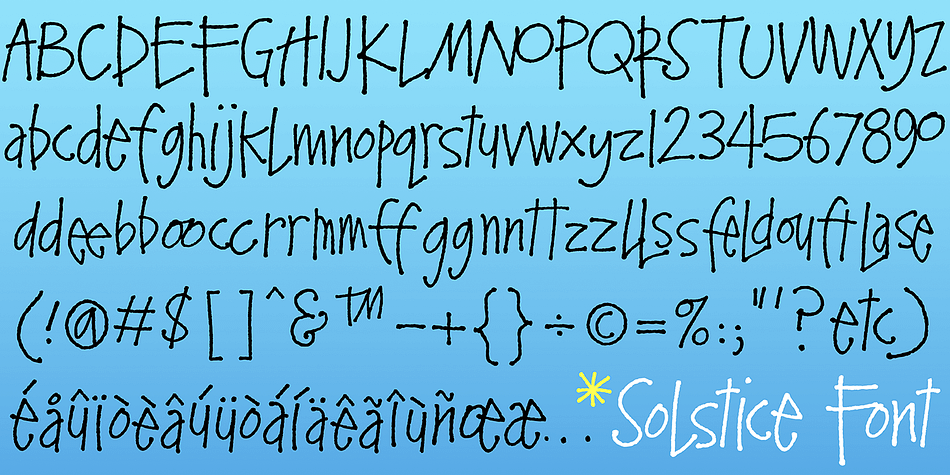 Bright with many interlocking and connecting ligatures and warm with hand-drawn irregularity, Solstice is something to celebrate.