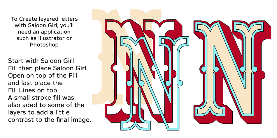 Displaying the beauty and characteristics of the Saloon Girl font family.