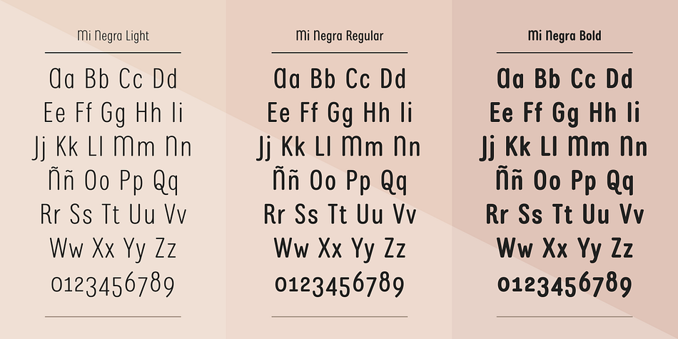 The font designer of Mi Negra tells that every time she needed to provide some text data (i.e.