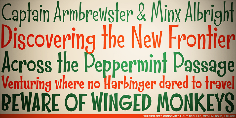 Displaying the beauty and characteristics of the Whipsnapper font family.