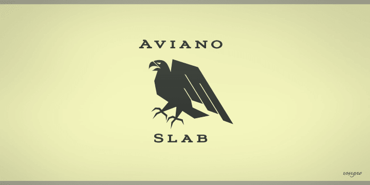 Aviano Slab is an extended slab serif and the newest member of the popular insigne series Aviano.